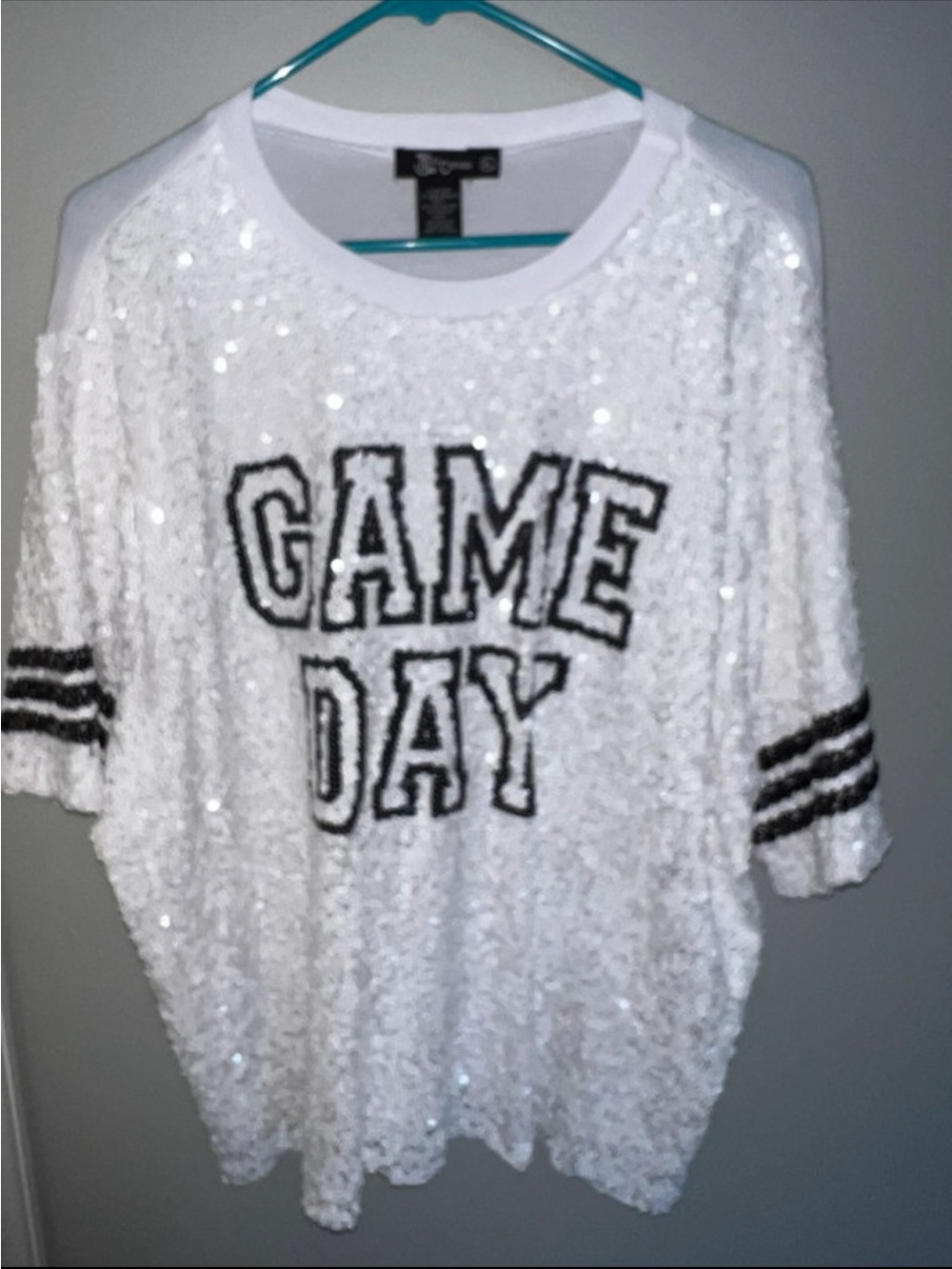 Sequin Game Day shirt XL NWOT
